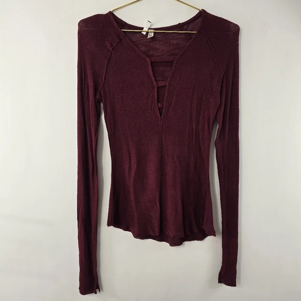 We The Intimately Free People Movement Bae Bae Layering Top NEW Burgundy Size S